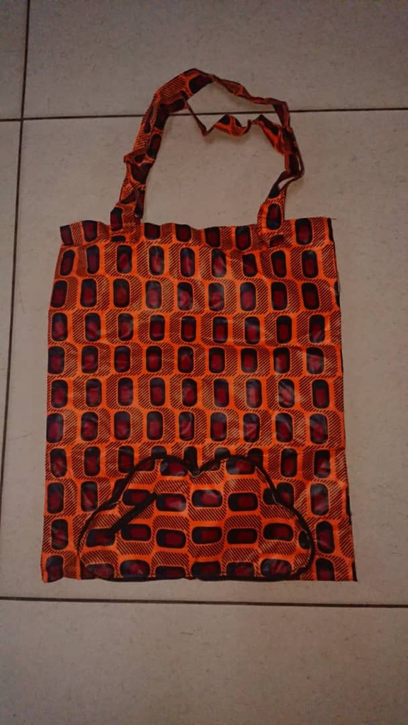 Handmade Rwandan folding bag, Orange