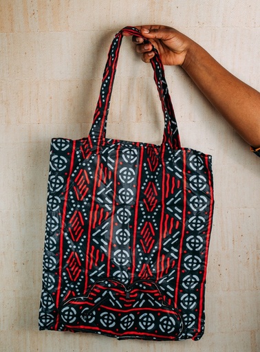 Handmade Rwandan folding bag, gitenge bis