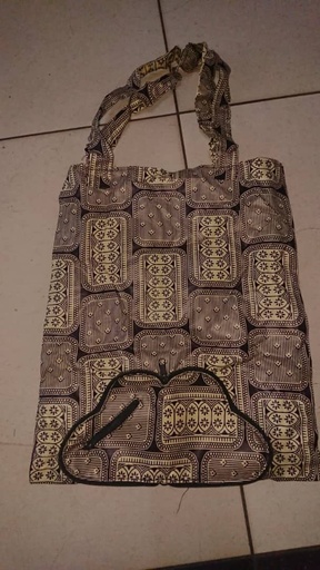 Handmade Rwandan folding bag, beige