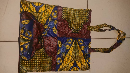 Handmade Rwandan folding bag, Gitenge