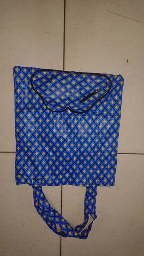 Handmade Rwandan folding bag, blue